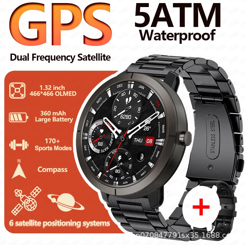 Dm76 Smart Watch Gps Sports Health Compass Altitude Barometric Pressure Waterproof Flashlight Smart Watch Utan - 8